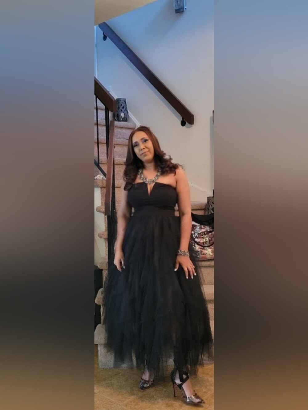 Elegant Strapless Black Tulle Cocktail Dress - Picture 5 of 5